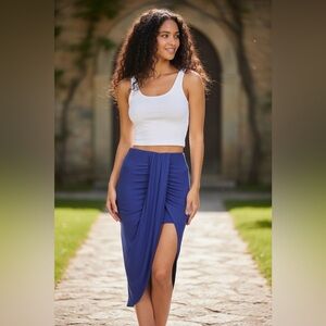 NEW•M•Soul Sunrise Royal Blue Asymmetrical Wrap Skirt